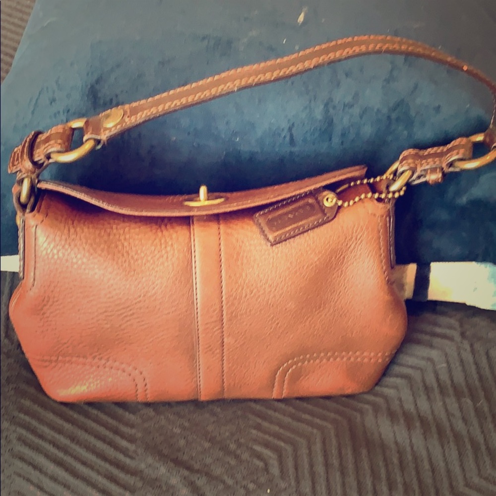 Brown coach purse medium clutch-used once-EXC cond